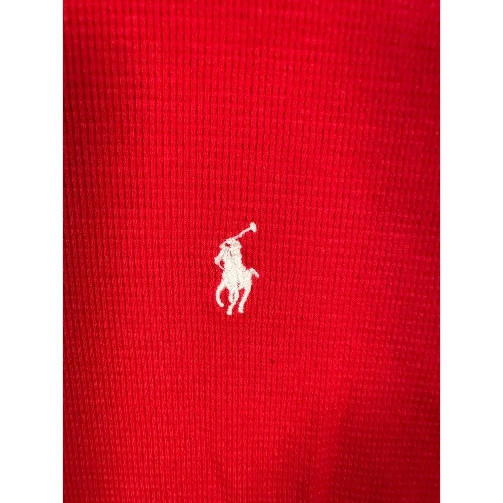 Polo Ralph Lauren Red Waffle Knit Long Sleeve Shirt Mens Small Cotton‎